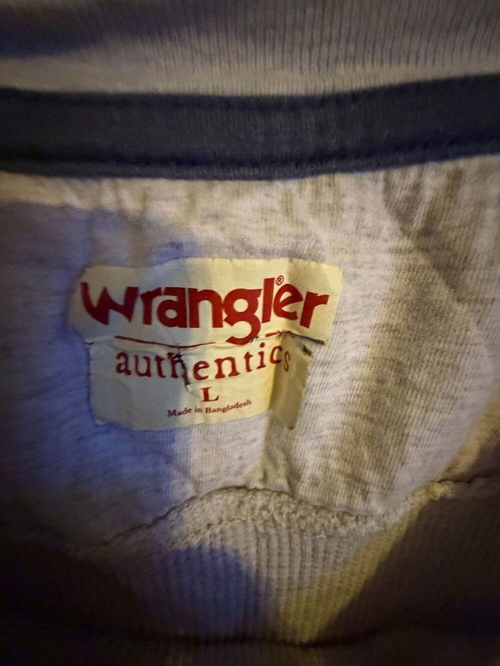 Wrangler Authentics Thermal Shirt Size L Gray Long Sleeve Waffle Knit - Picture 2 of 5